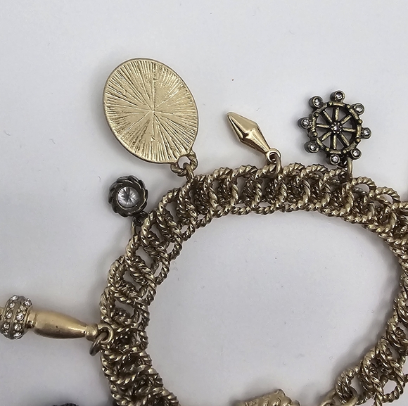 Banana Republic Nautical Rope Charm Bracelet T Clasp Bronze Brass - Picture 11 of 14